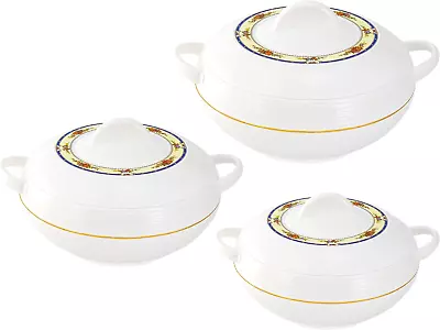 Insulated Casserole Serving Dishes With Lids - 3Pc Ambient Thermal Hot Pot Food  • £39.51