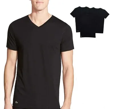 Lacoste Essentials Cotton 3-Pack V Neck T-Shirt Black Custom Fit Size S - 6XL • £22.99