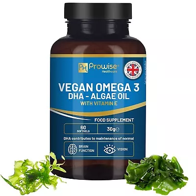 Prowise Vegan Omega-3 DHA From Algae Oil | 60 Softgels With Vitamin E | 400mg • £9.99