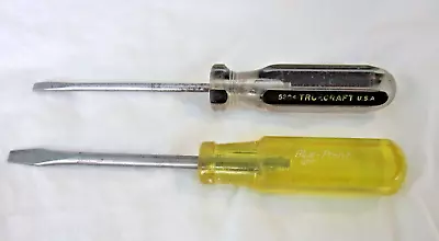 Vintage 7.5'' Slotted Screw Driver Truecraft 5204 Usa & Blue-point Usa Lot Of 2 • $10