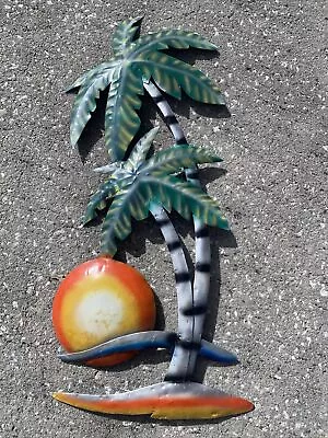 24”  Palm Tree Hand Made Of Metal Wall Art Tropical Tiki  Decor • $25