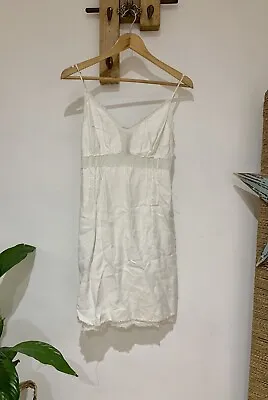 MISS SIXTY 60 Vintage Y2K Italian White 100% Cotton Summer Slip Dress Size L 12 • $37.83