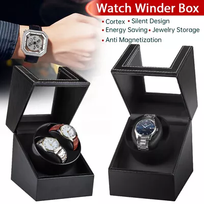 Luxury Automatic Dual Motor Watch Winder Display Box Leather Storage Case Gift • $36.39