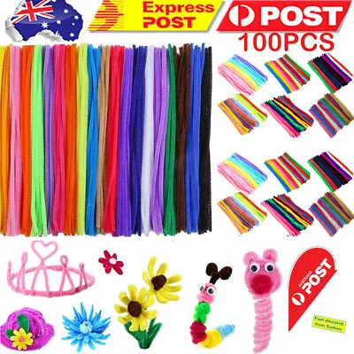 100PCS Pipe Cleaners Chenille Stems Pipe Cleaner Craft Sticks Asst Art 30cm • $11.95