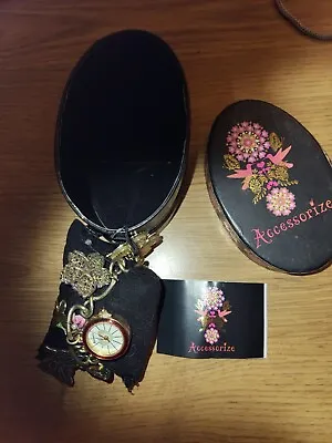 Ladies Accessorize Heart Charm Bracelet Watch ~ Brand New & Boxed • £7.50