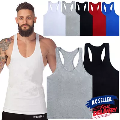 Mens Bodybuilding Man Y Top Cotton Tank Racer Men Gym Vest T Back Singlet • $9.99