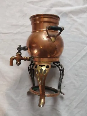 Antique Copper And Brass Coffee Pot Percolator With Alcohol Stove Samovar - Read • £48.88