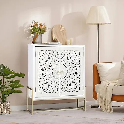 PHI VILLA Decorative Accent Storage Cabinet Sideboard Buffet W/ Metal Legs Solid • $179.99