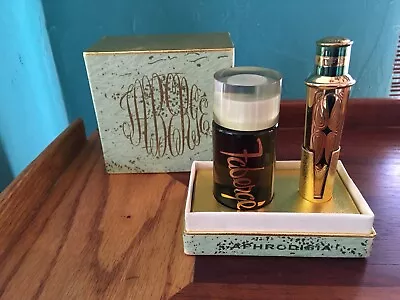 VTg  FABERGE   “APHRODISIA” PARFUM Cologne + Gold Roll On Perfume BOTTLE Box • $82