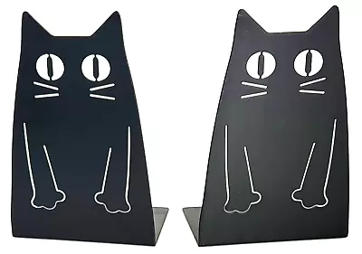 NEW Set Of 2 Black Cats Metal Bookends 8  Cat Lady Box • $22.99