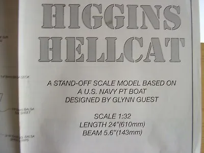 Original Model Boat Plan Higgins Hellcat Us Navy Patrol Boat 2008 No Build Instr • $12.62