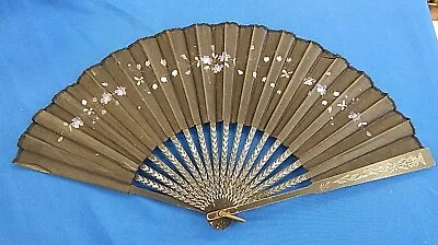 Vintage Hand Painted Purple & Silver Flowers Fancy Hand Fan • $5.99