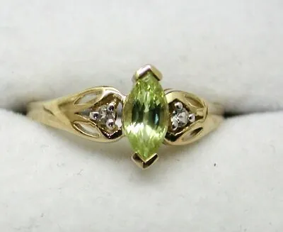 9 Carat Gold And Marquise Cut Green And White Topaz Ring Size N • $178.19