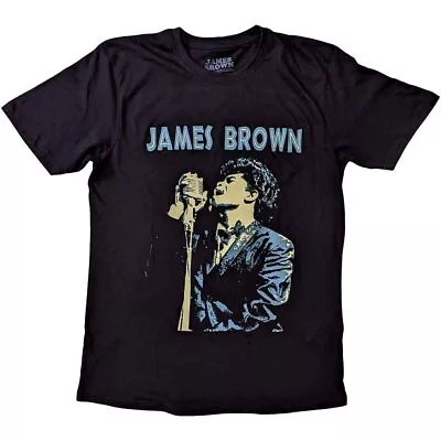 James Brown Holding Mic T-Shirt Black New • $23.28