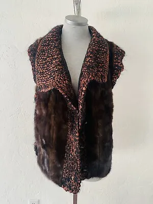 Sz L - Beautiful Dark Brown Mink Fur Vest Coat With Fun Collar…read Description • $109