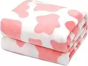 Cow Print Blanket Warm Plush Cute Pink Cow Throw Blanket Soft Fleece Flannel  • £19.50