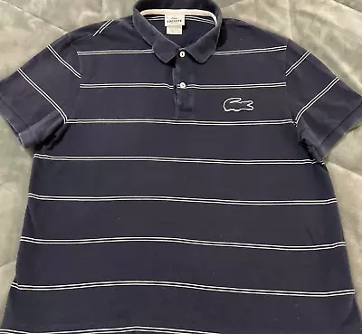 Lacoste Polo Black Regular Fit S/S   Polo Mens Shirt Sz 6  Big Croc Logo • $18.95