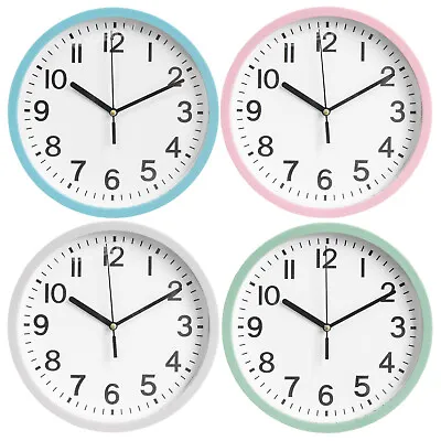 22cm Modern Plastic Wall Clock Home Office Kitchen School Classroom Bedroom • £10