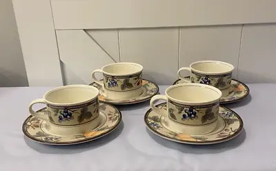 Mikasa Intaglio CAC29 Garden Harvest Set Of 4 Coffee/Tea Cups And Saucers • $32