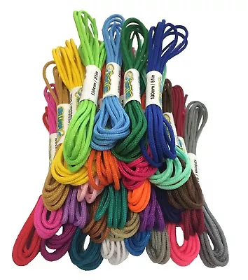 ROUND COLOURED SHOE LACES SHOELACES BOOTLACES 3mm WIDE - 90cm To 240cm LONG • £3.09