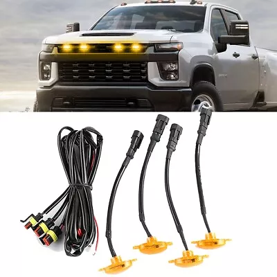 $12.99 • Buy 4x LED Grille Lights Amber Running Kit For Chevy Colorado Silverado Raptor Style