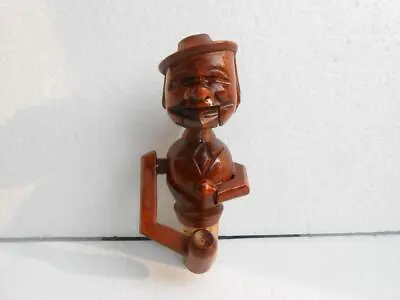 Vintage Anri Mechanical Hand Carved Wooden Cork Bottle Stopper HB Drinker • $34.99