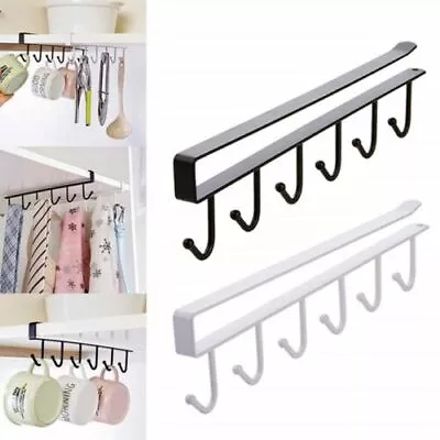 Kitchen Cup Holder Hang Cabinet Shelf Storage Rack Organizer 6 Hooks • $12.88