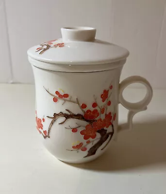 Teavana Porcelian Tea Cup Infuser With Lid  Cherry Blossoms Japanese Tree • $15