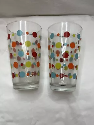 $28.98 • Buy Set Of 2 Fiestaware Glass Polka Dot Multicolor Tumblers Glasses Fiestaware 6”