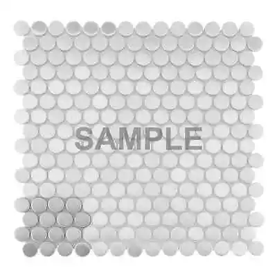 Penny Tile Round Brushed Stainless Steel Ceramic Backing Backsplash Mosaic Wall • $3.99