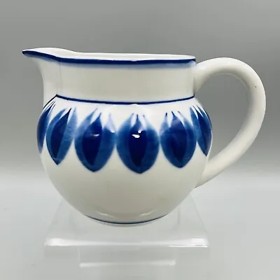 Signed Viana Do Castelo Pitcher Jug White Cobalt Blue Delft Handpainted Portugal • $23.39