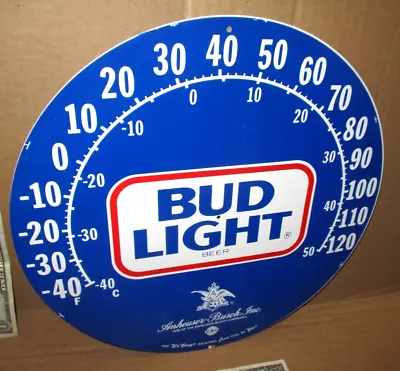 BUD LIGHT BEER - (Colletors Item) - MADE USA - 12  ROUND - THERMOMETER FACE SIGN • $17.99