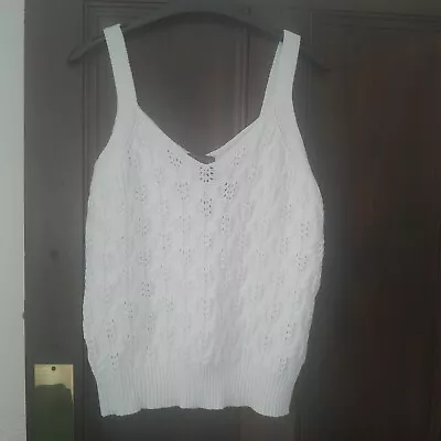 2.  White Cotton Knitted Vest Camisole From Marks & Spencer Size M / 14 BNWT • £9.99