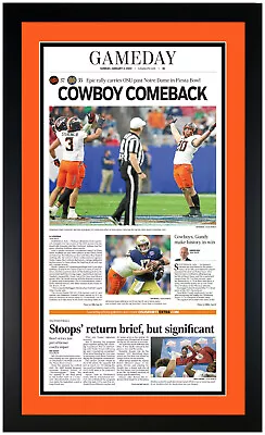 Fiesta Bowl Champions Oklahoma State Cowboys Newspaper Print Framed! 1/1/2022 • $129.99