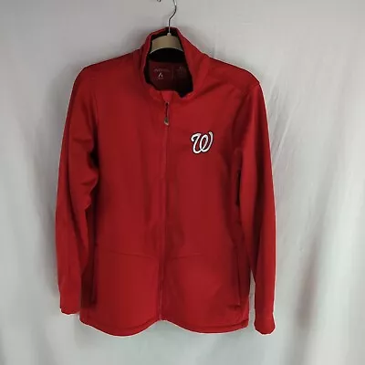 Antigua Washington Nationals Baseball Jacket Women's XXL Red Fleece Lined • $28.97