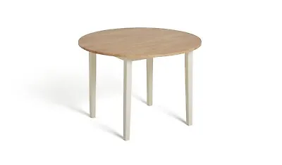 Habitat Chicago Solid Wood Round Table - Cream/Oak • £129.99
