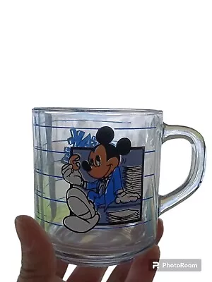  Mickey Mouse Mug Cup Glass Anchor Hocking USA Break Time Disney Vintage 1980s • $5