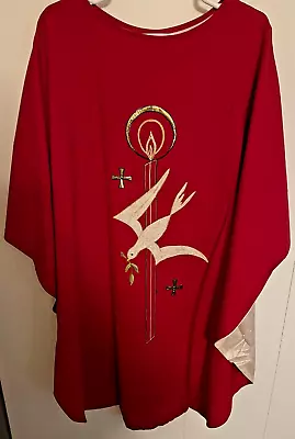 Beautiful Vintage Red Chasuble With Holy Spirit • $60