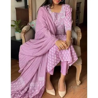Women's Designer Cotton Kurti Set Indian Bollywood Salwar Kameez Suit Clothes • $65.67