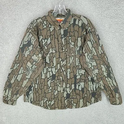 $14 • Buy Vintage Winchester Shirt Mens Extra Large Tree Bark Camo Button Chamois Hunting
