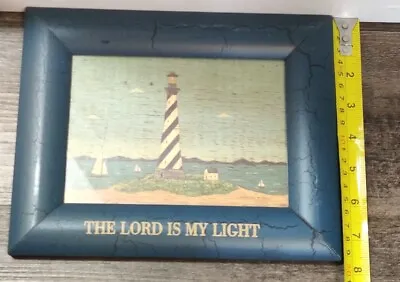Warren Kimble American Folk Art Lighthouse Print Wood Frame The Lord Is My Light • $29.95