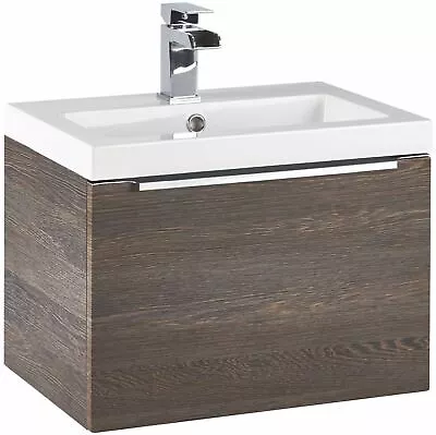 Muro Wall Hung 1-Drawer Vanity Unit Sink 500mm Basin Square Four Colours Cheap • £140