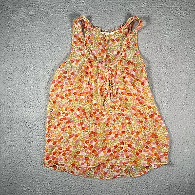 American Eagle Blouse Womens 6 Sleeveless Tank Top Polyester Floral Henley • $6.48