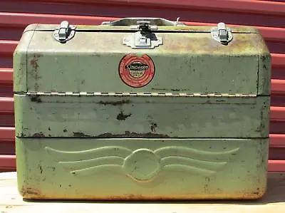 Vintage Simonsen Fishing Tackle Box & Contents Full Lots Of LuresSpoonsReels + • $345