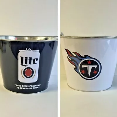 Miller Lite Tennessee Titans 5 Quart Ice Bucket - Set Of Two (2) New & F/S  2016 • $29.95