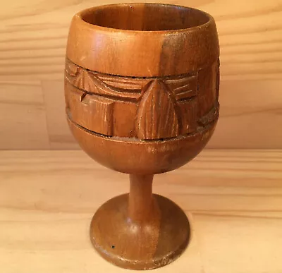 ISLAND CARVINGS  Brown  Beautiful Wooden Goblet Carved Wood Cup Ornament (AAA) • $8.99