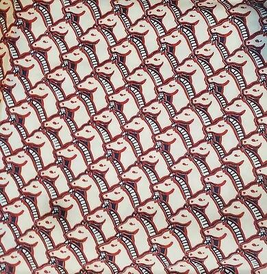 Horse Head Vintage Fabric Red Blue Novelty Racing Geometric 60s All Over BTY • $11.25