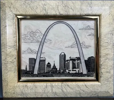 Vintage D R Mueller Numbered Signed Marble Like Art ST LOUIS SKYLINE /887 • $69.95