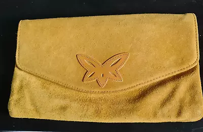 Ladies Mustard Yellow Suede  Clutch  Bag • £10