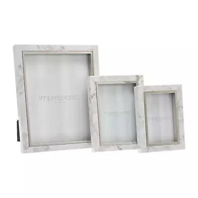 £12.99 • Buy Impressions White Marble Look Photo Frame Picture Frame Fold Out Strutt